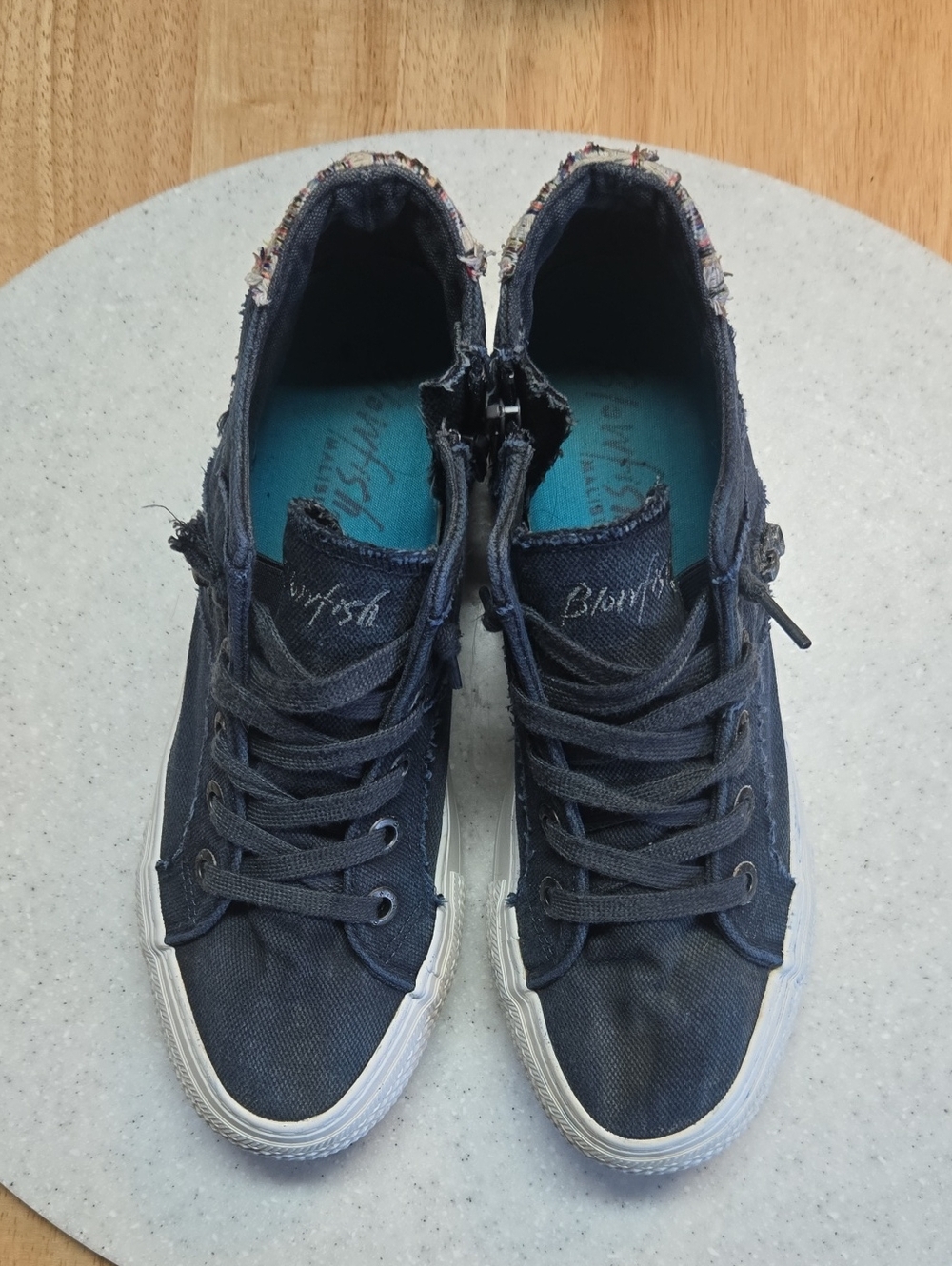 Blowfish Navy Canvas High-Top Sneakers with White Soles